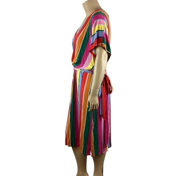 Eloquii Wrap Around Dress Size 18 Rainbow Stripe - Picture 4 of 7
